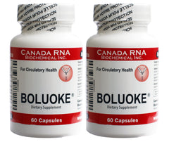 Canada RNA Boluoke bottle front with capsules; may support fibrin breakdown.