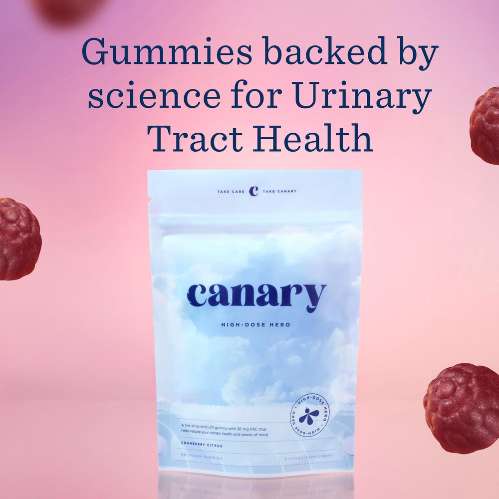Can Canary High-Dose Hero packaging front showcases cranberry flavor and benefits.