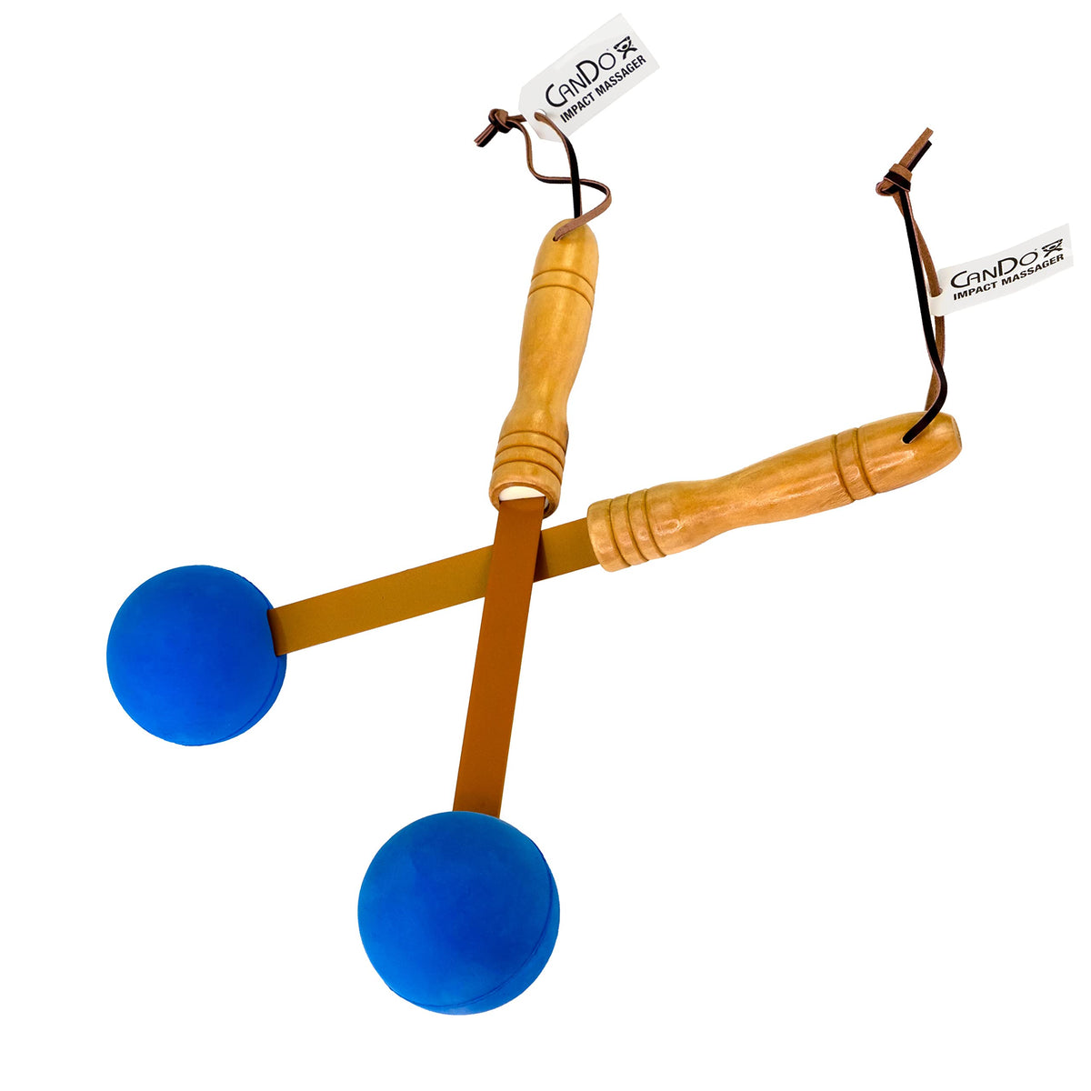 CanDo percussion massagers with wood handles for comfortable, extended use.