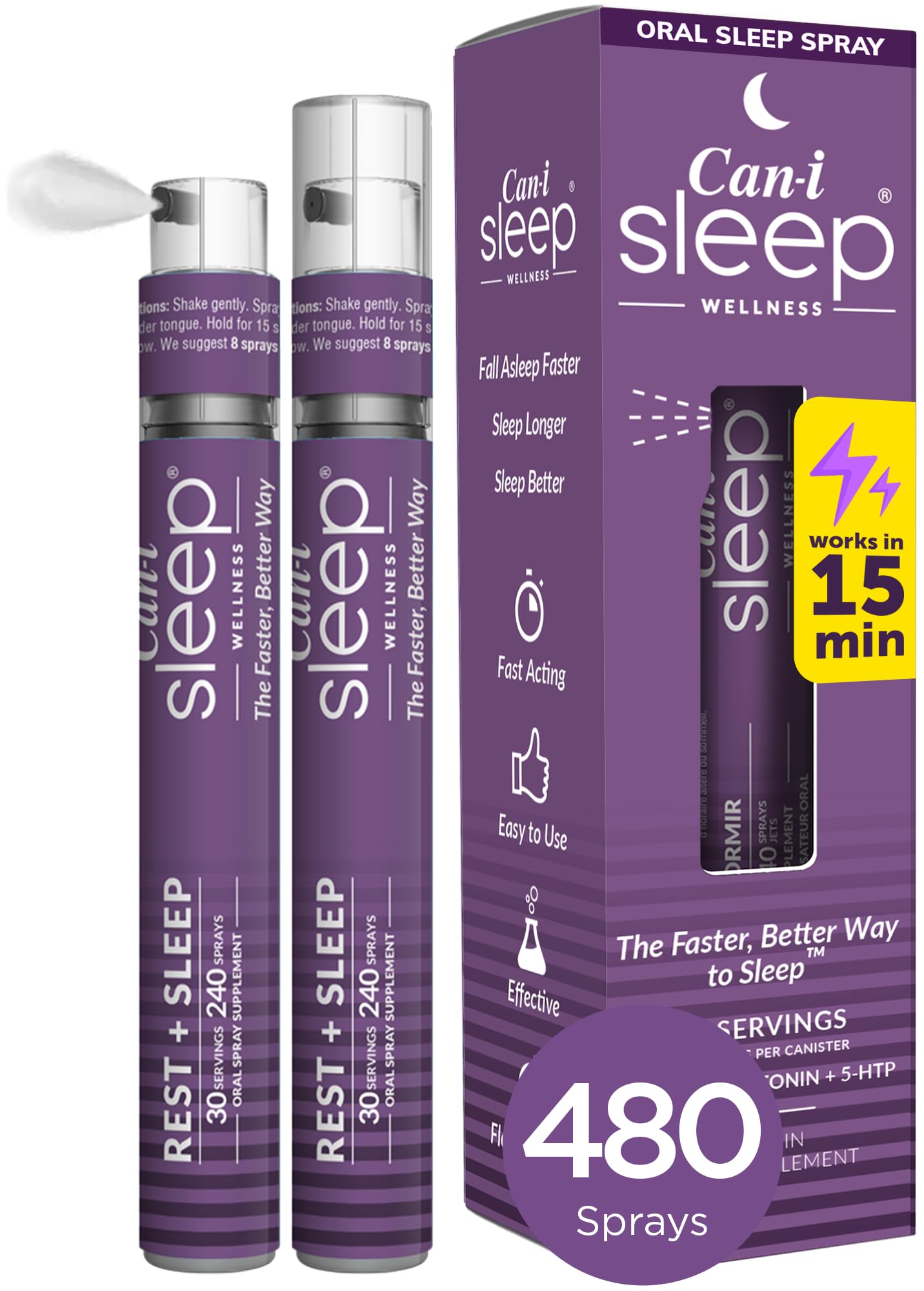 Cani Brands Feel Amazing Can-i Sleep spray bottle on nightstand aids nighttime rest.
