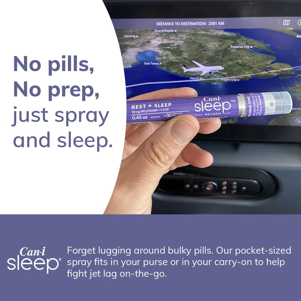 Cani Sleep Spray ingredients graphic featuring melatonin GABA and 5-HTP