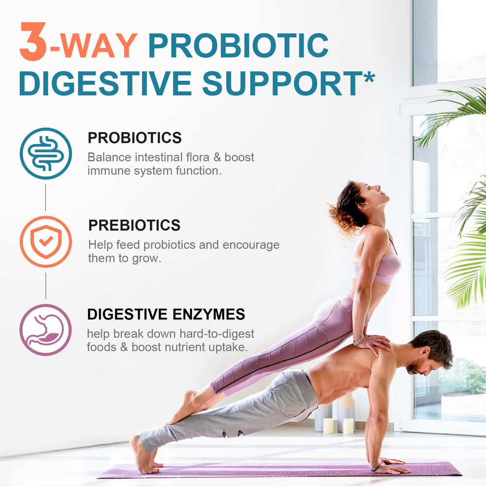 CANLIST Probiotics with prebiotics and enzymes illustrating digestion support trio