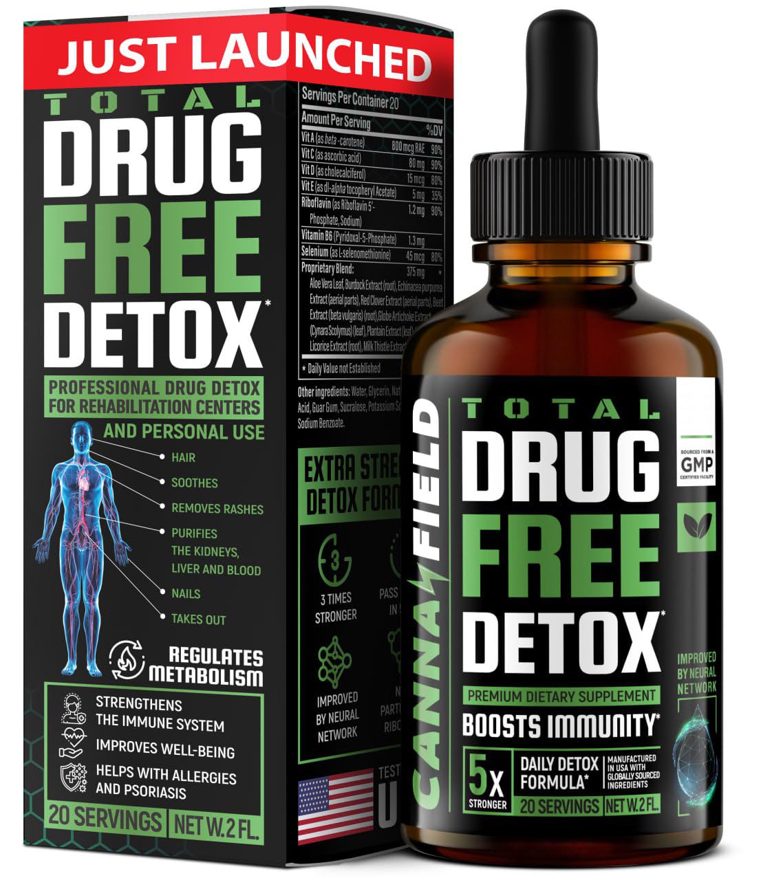 CANNA FIELD Body Cleanse bottle front—detox support for liver and gut health