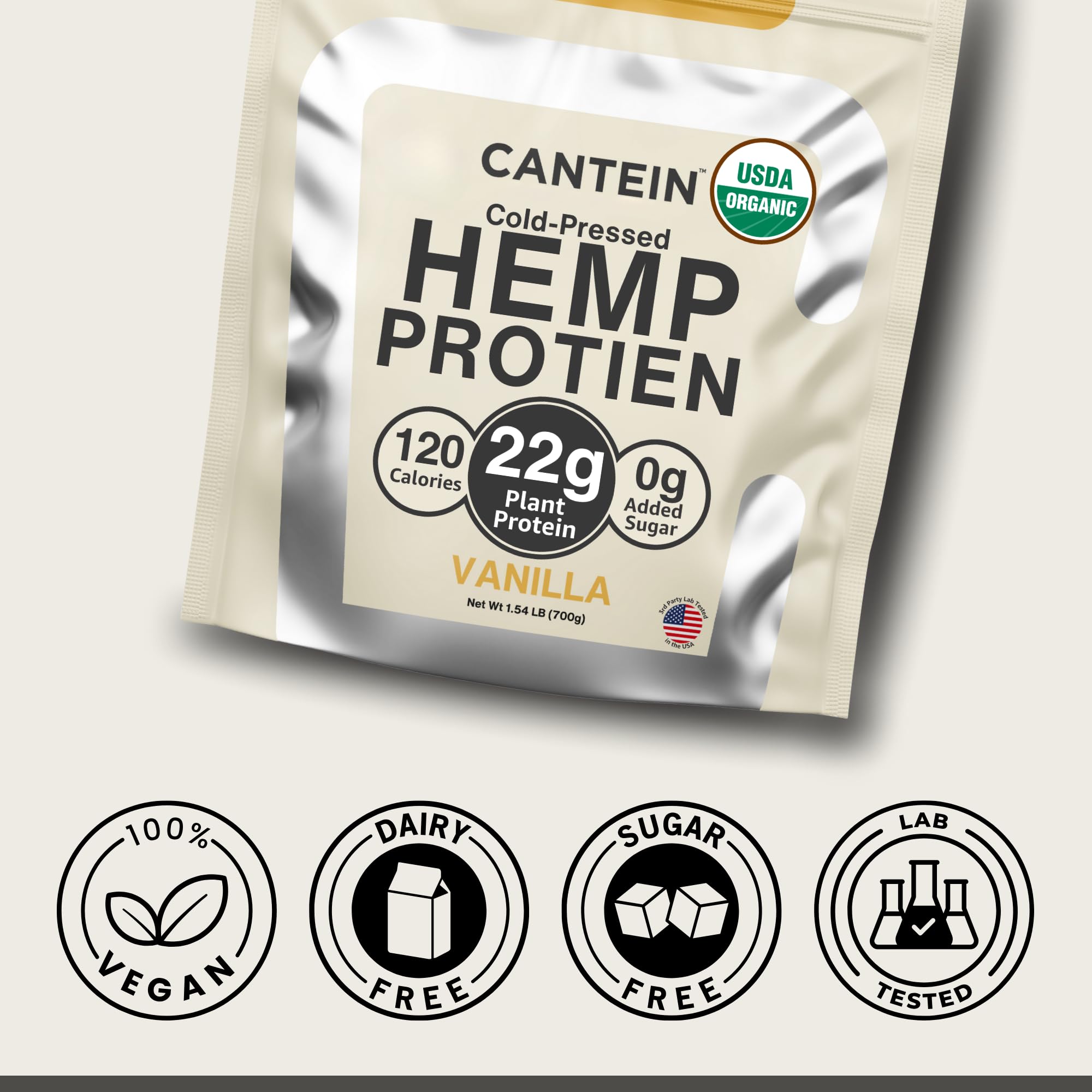 Cantein dairy-free vegan protein powder suitable for keto and low-carb diets.