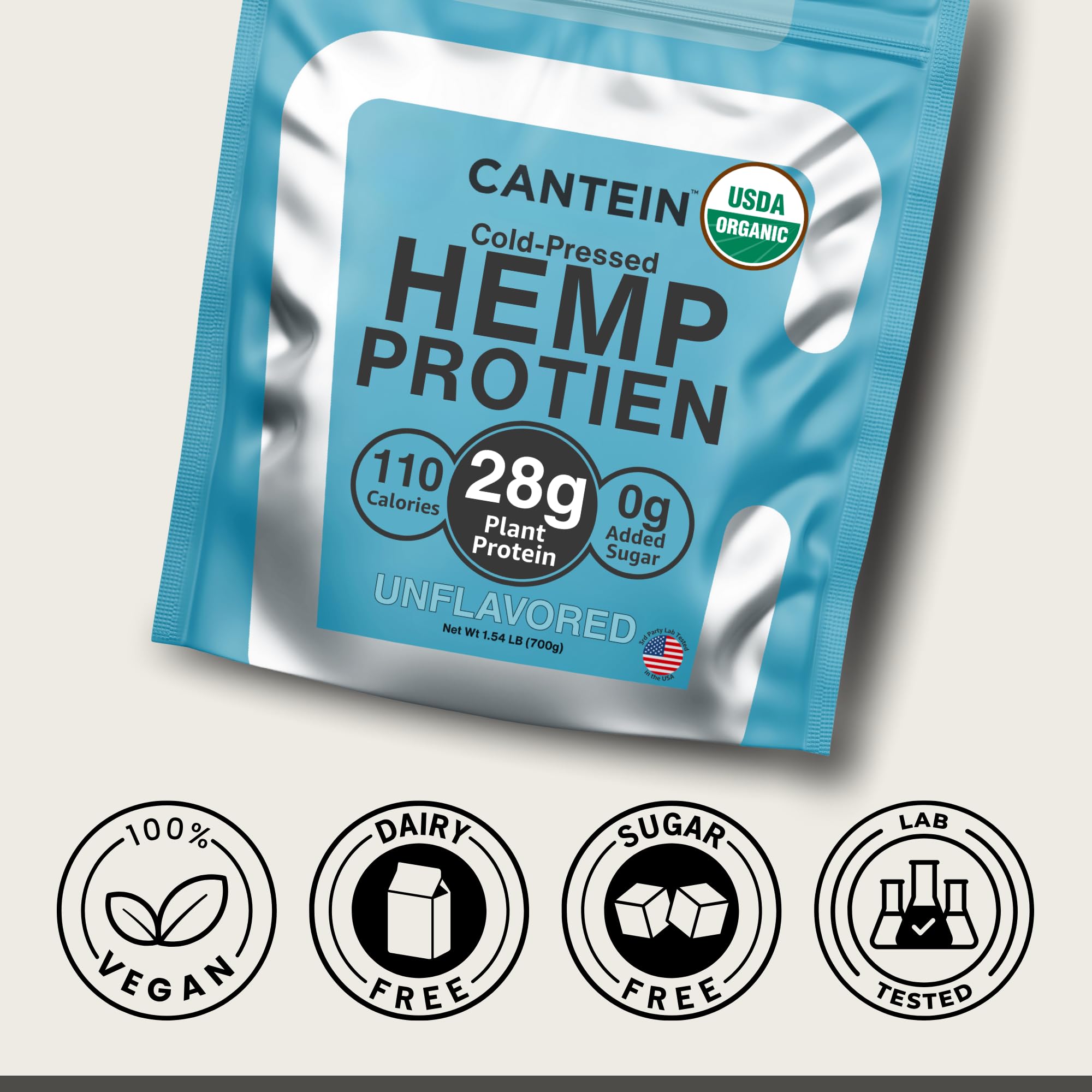 Cantein USDA organic certification label communicates trusted, clean ingredient sourcing.
