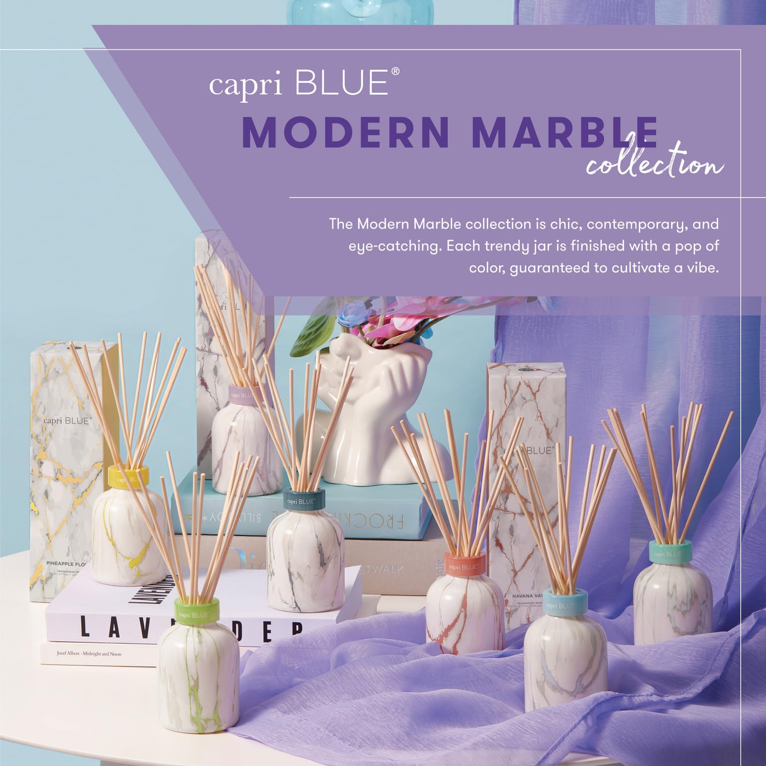 Capri Blue diffuser in bathroom with Volcano scent to refresh air.