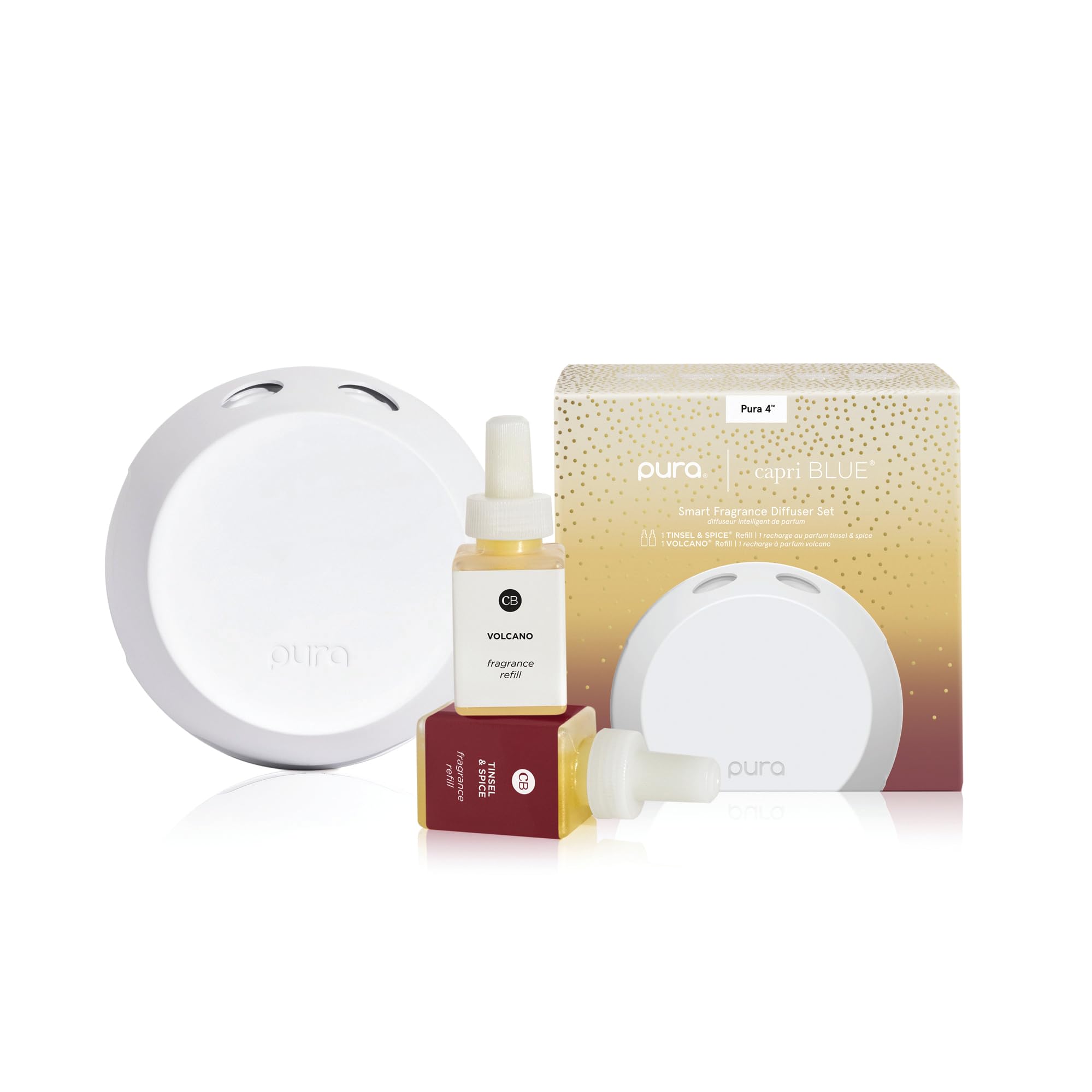 Capri Blue Pura4 diffuser plugged in delivering steady fragrance in any room