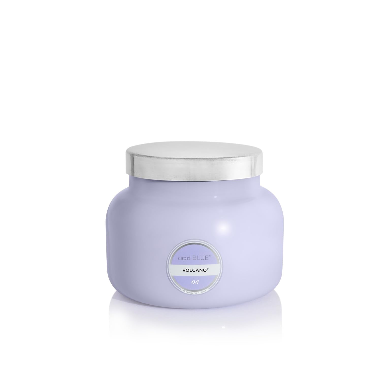Capri Blue Volcano lavender jar candle close-up showing vibrant decor accent and aroma