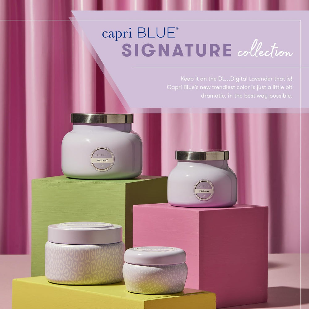 Capri Blue Volcano Lavender mini tin candle gift-ready packaging, perfect present.