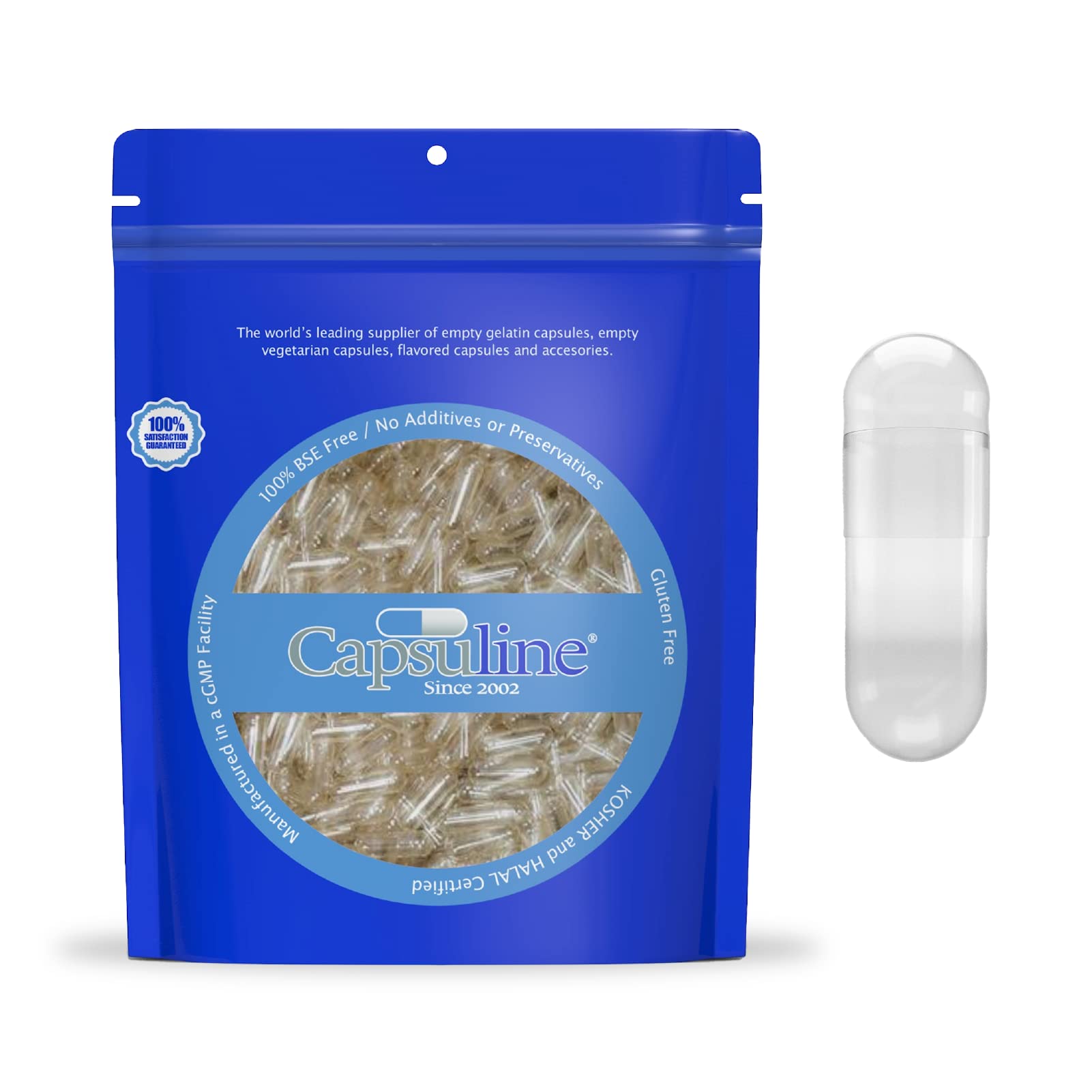 Capsuline Size 000 empty capsule for DIY filling with a clear shell