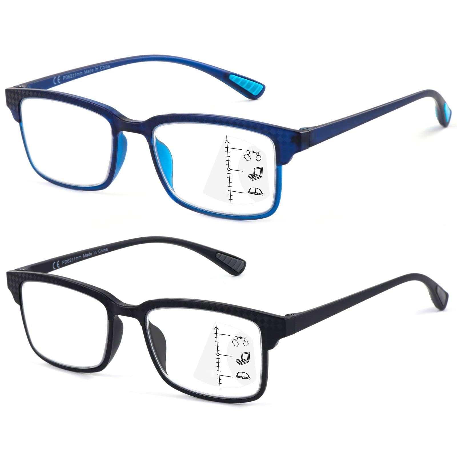 CARA Optical 2-pack progressive multifocus frames front view, ideal for desk work