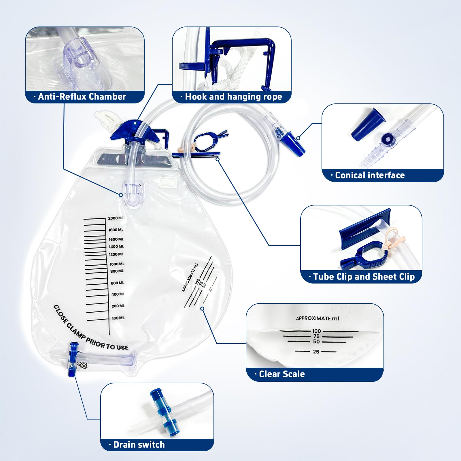 CARBOU six-pack urine bags for hygienic, portable home care