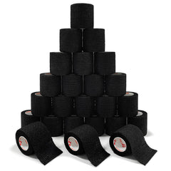 CARBOU bandage wrap blue roll demonstrates quick self-adhesive support for injuries during activity