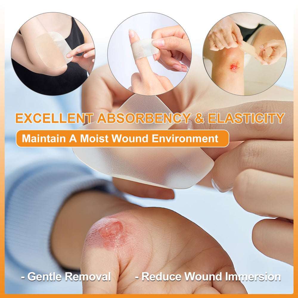 CARBOU hydrocolloid dressing semi-transparent pad allows progress observation.