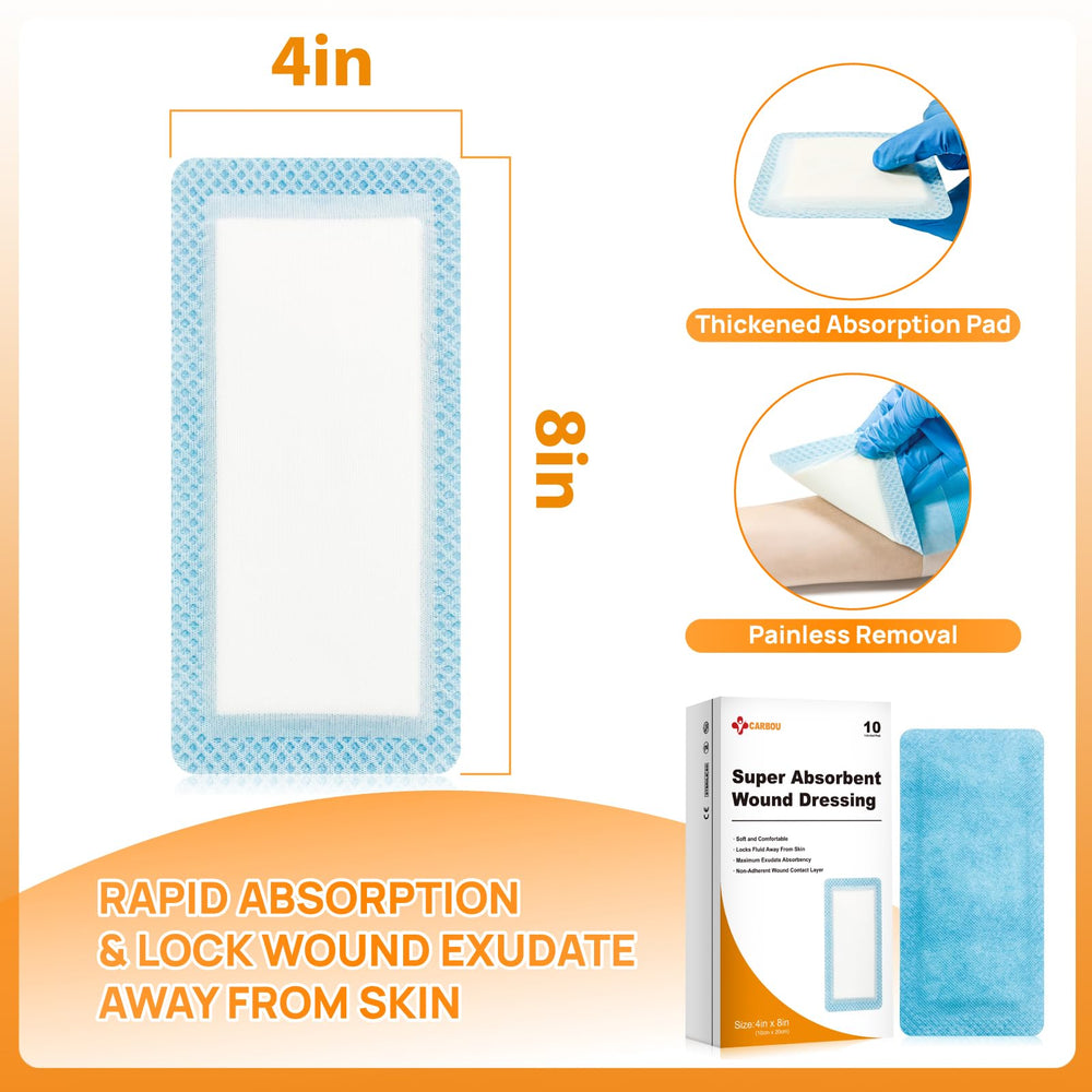 CARBOU non-adhesive wound pad with hydrophilic core for gentle removal