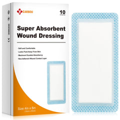 CARBOU super absorbent dressing 4x8 in use for wound exudate management