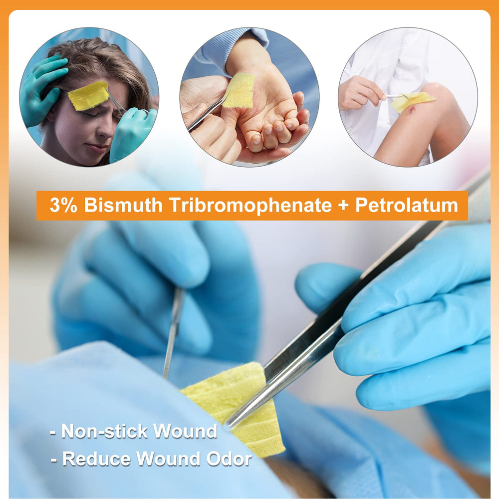CARBOU Xeroform dressing applied to a wound for moist environment.