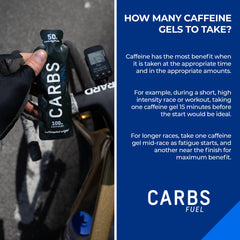 Carbs Fuel caffeinated original gel texture closeup shows thin, easy-swallow consistency