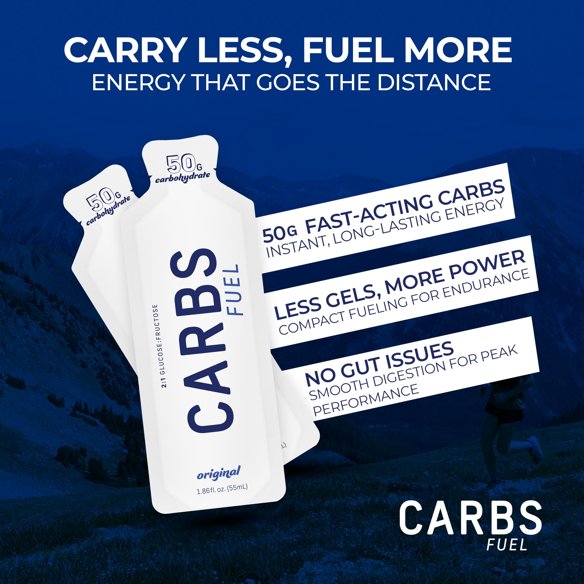 No preservatives icon on Carbs Fuel Original bottle