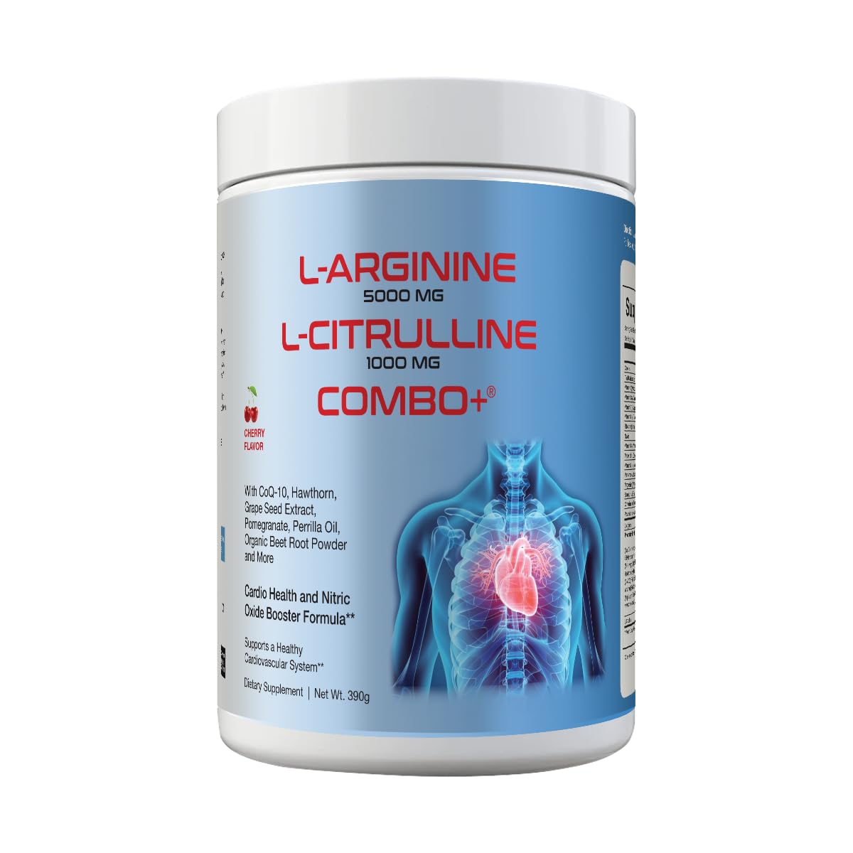 Cardio 911 cherry drink bottle illustrates a nitric oxide support for daily workouts.