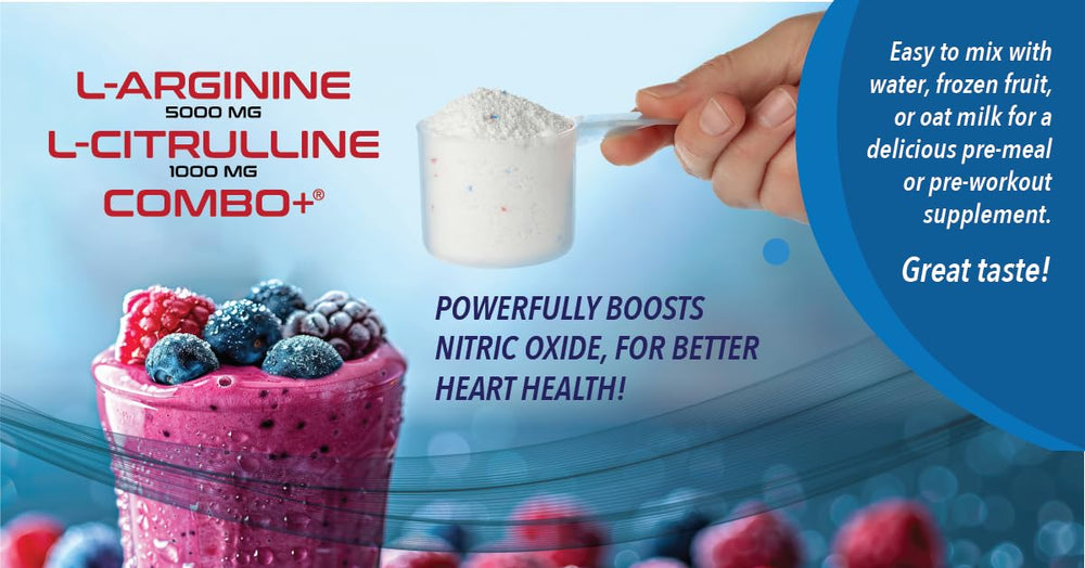 Cardio 911 powder serving shown with glass of prepared drink.