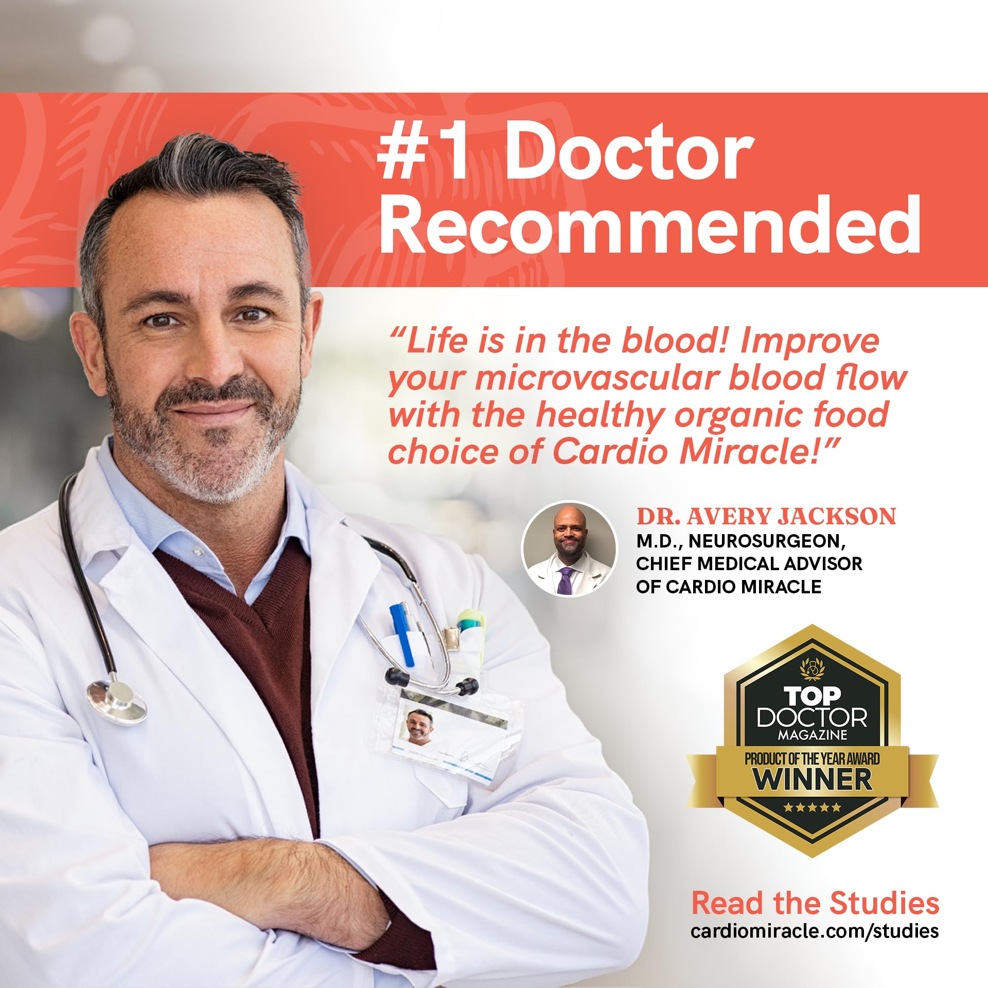 Cardio Miracle label closeup communicates quality and USA-made, gluten-free ingredients.