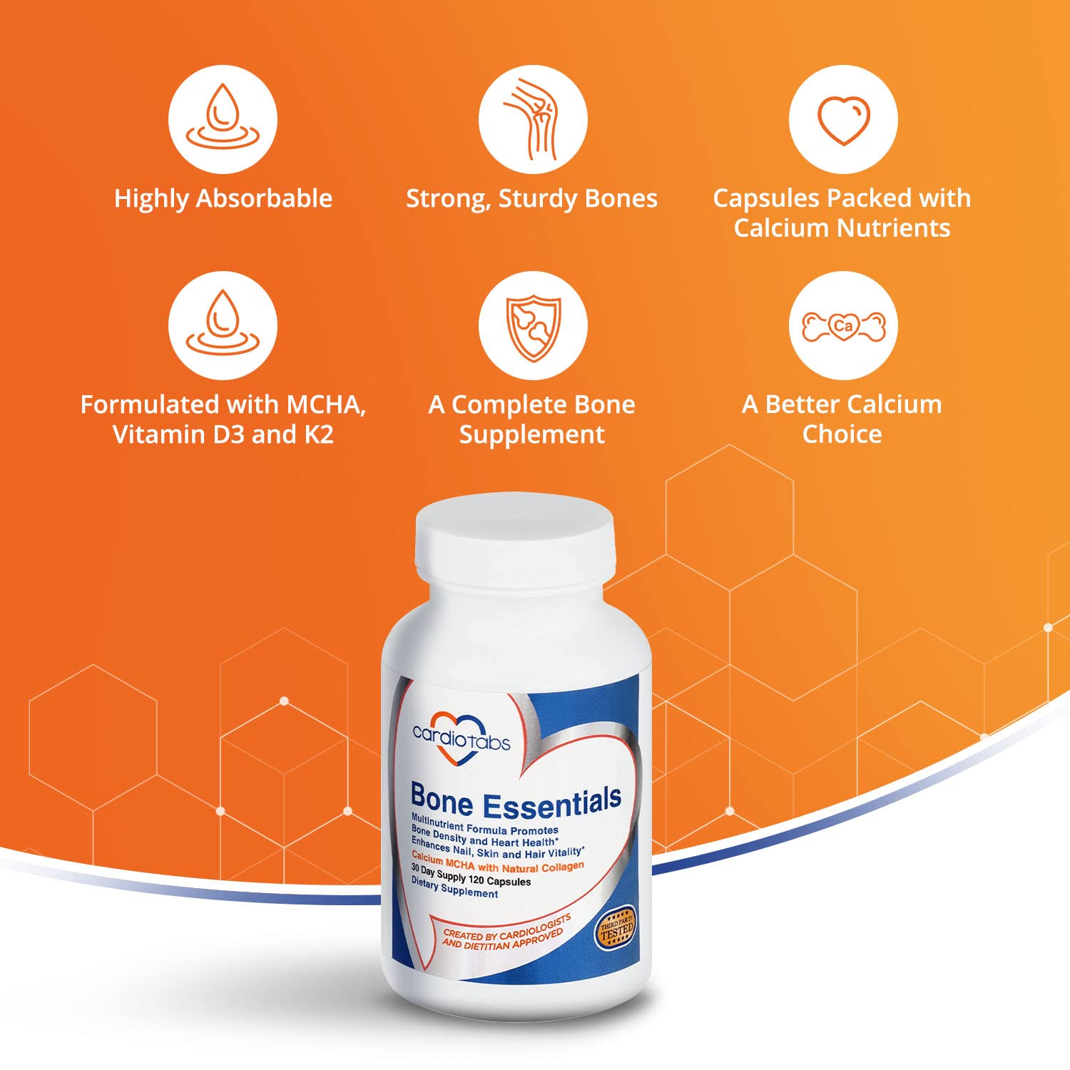 Cardiotabs Bone Essentials packaging displayed for daily routine use