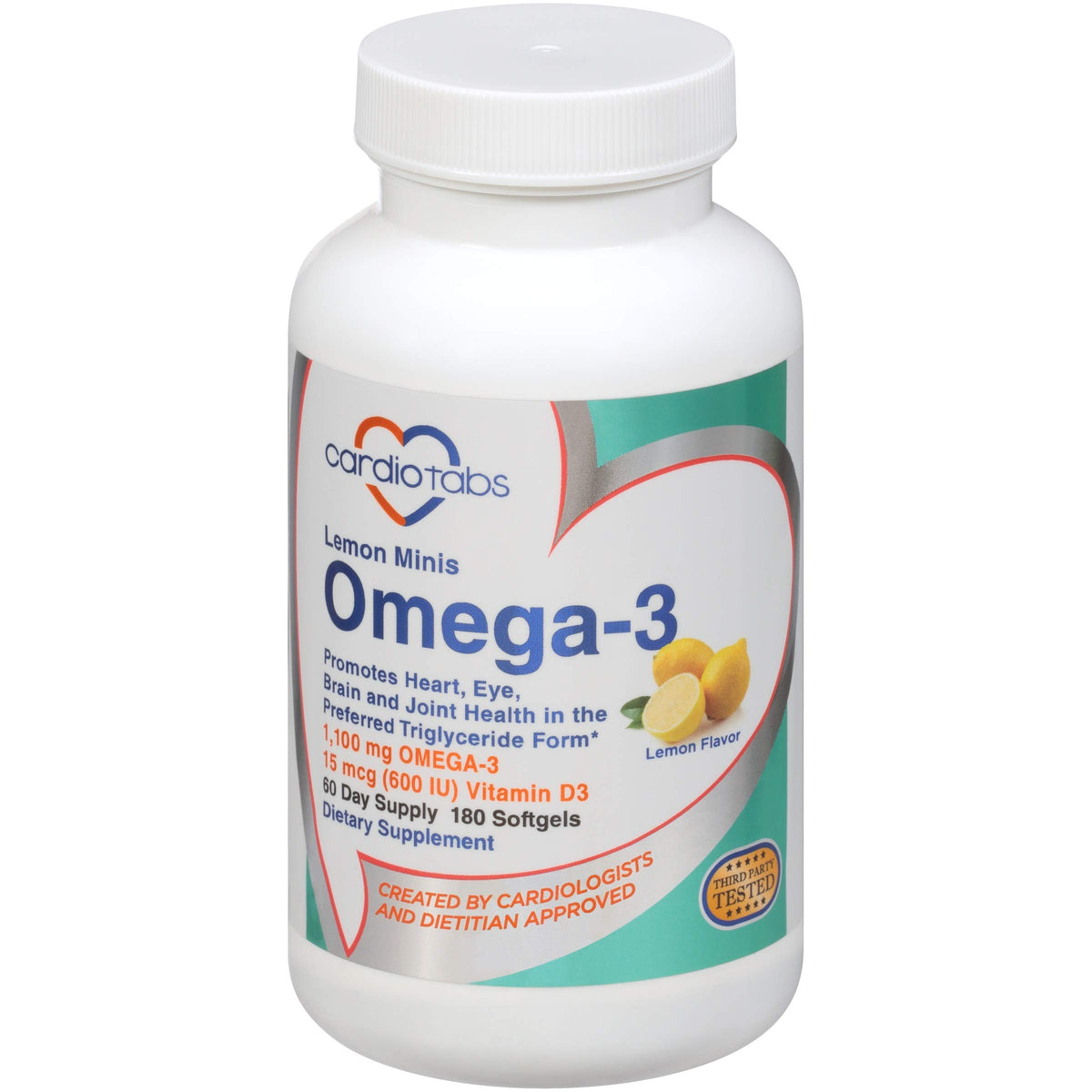 CardioTabs Lemon Minis bottle with easy-to-swallow softgels.