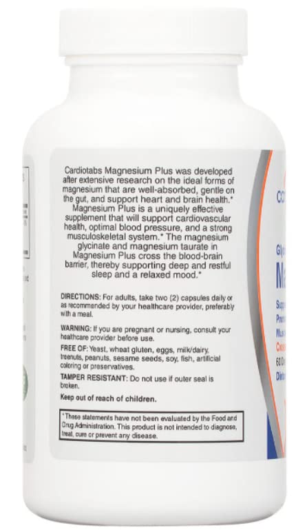 CardioTabs Magnesium Plus ingredients label shows third-party testing