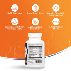 Close-up of Cardiotabs ingredients featuring MCHA hydroxyapatite and collagen