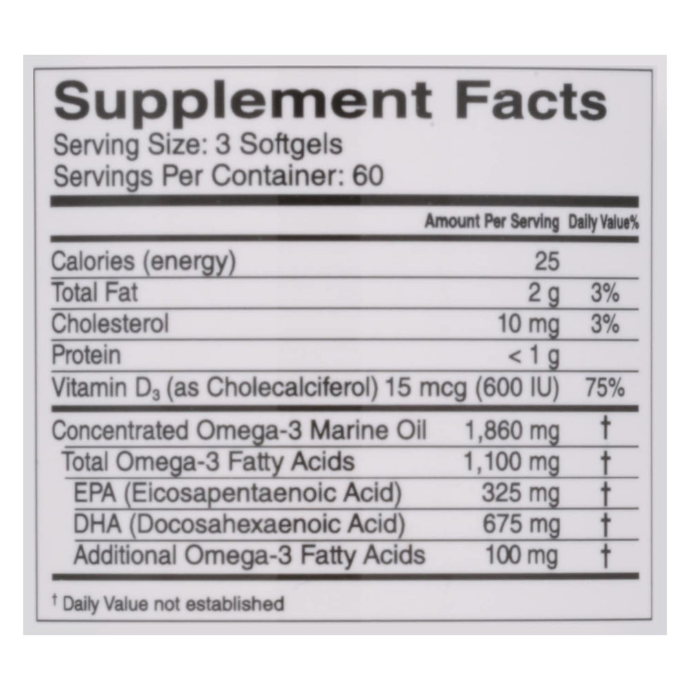 CardioTabs Omega-3 Lemon Minis capsule showing DHA to EPA ratio.