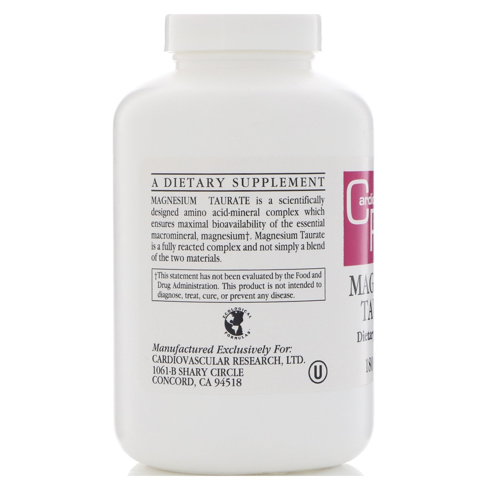 Cardiovascular Research Magnesium Taurate bottle and capsules for consistent magnesium intake routine