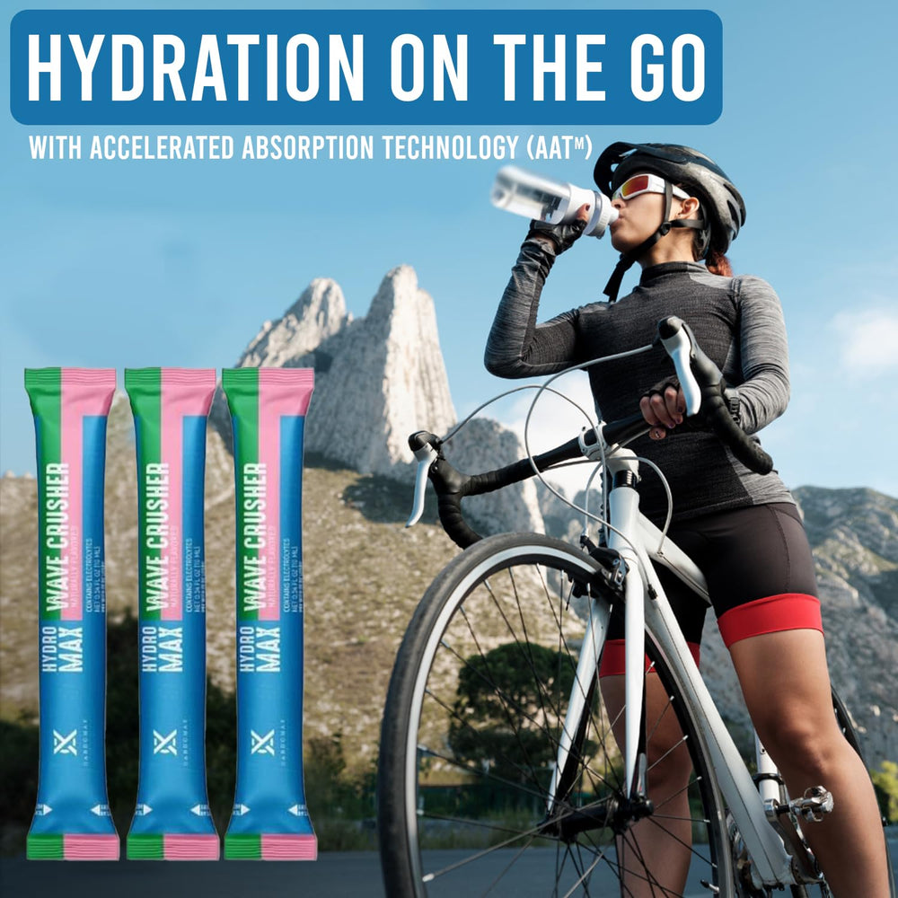 Hydromax packaging on gym shelf highlighting keto and vegan options