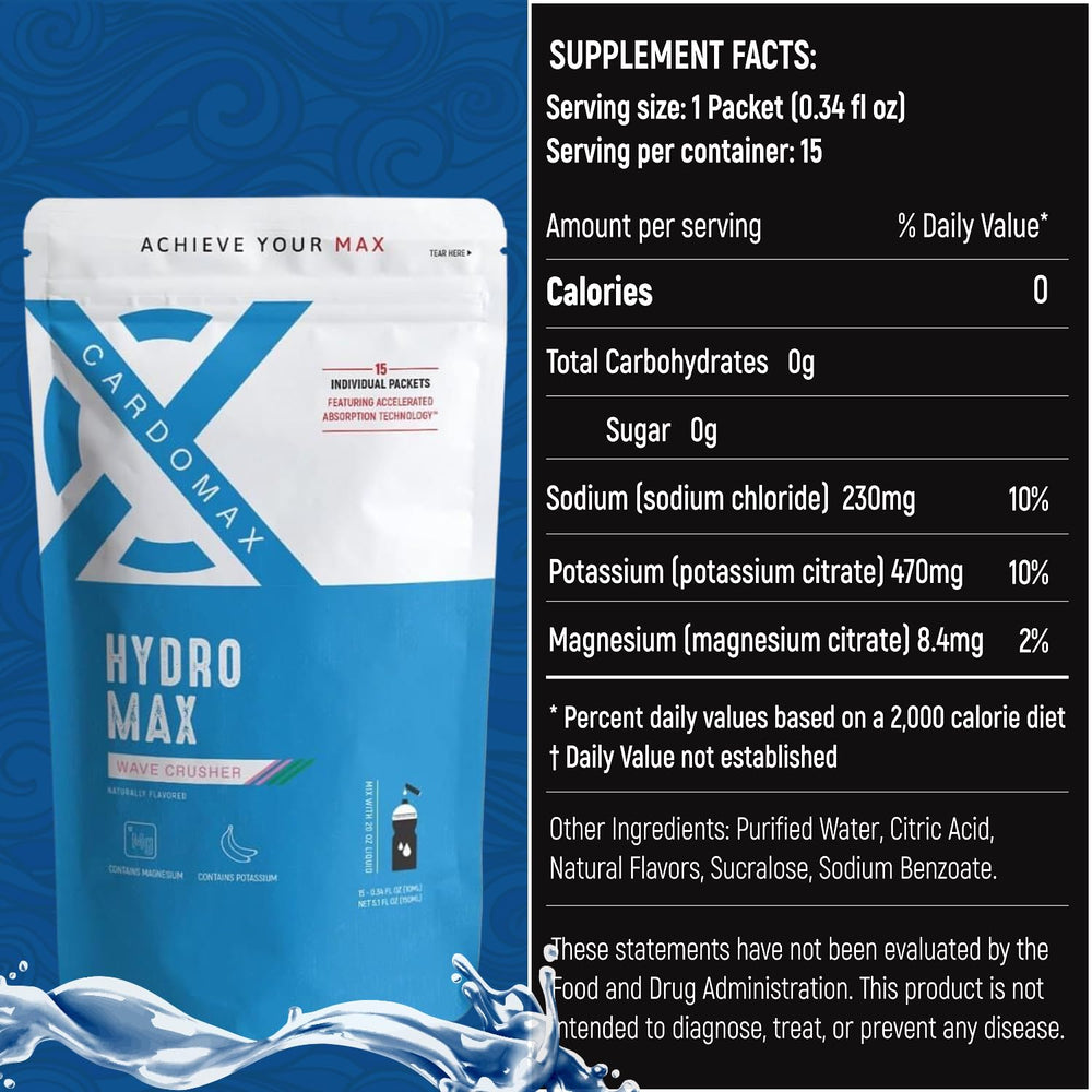Pour Hydromax WaveCrusher into water for quick refreshment