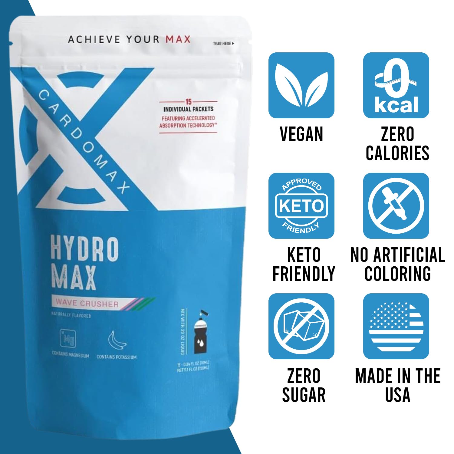 Single-serve Hydromax packet ready for use during workouts