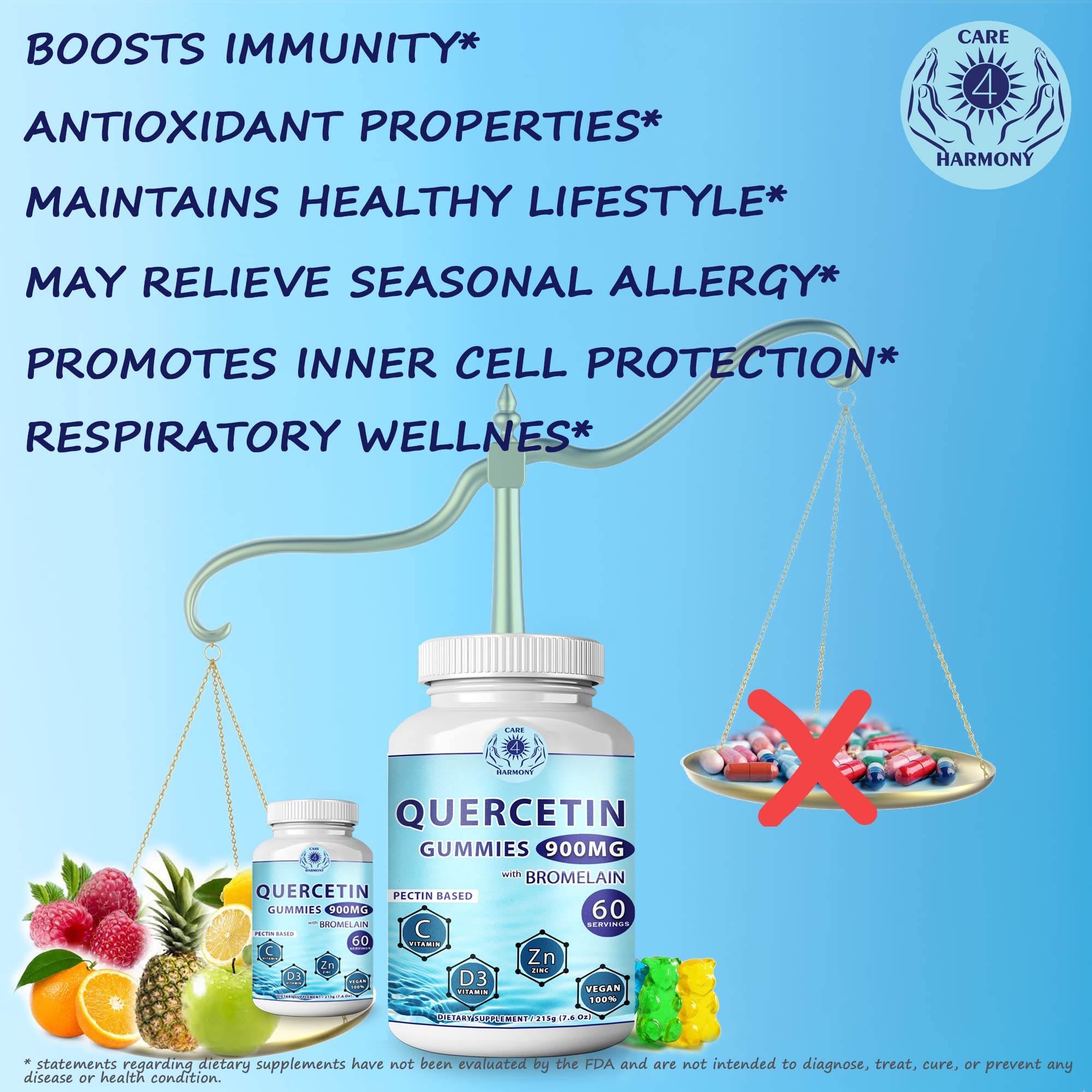 Care 4 Harmony Quercetin Gummies serving idea supports daily routine ease.