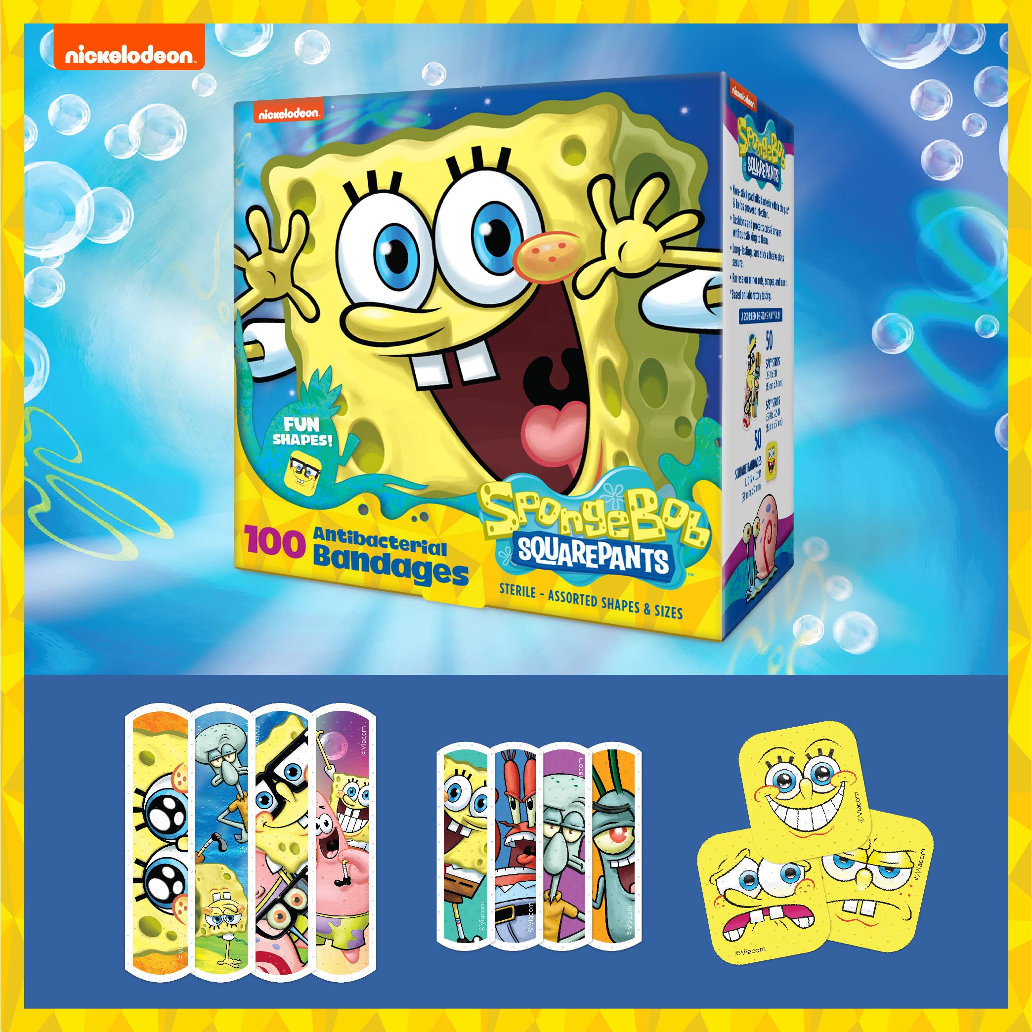 Care Band curitas-spongebob-ninos-100ct adhesivo suave para raspaduras