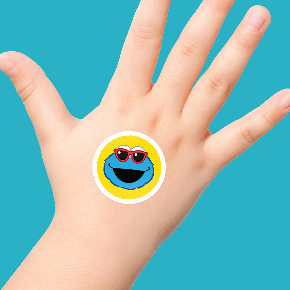 Kid-focused packaging and stickers accompany CARE BAND bandages