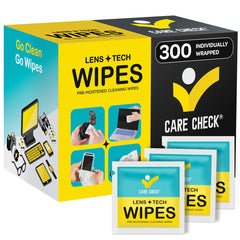 Care Check Lens Wipes 300-pack box, ideal for quick screen and lens refreshes.