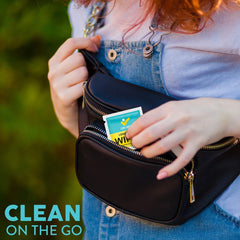Care Check Lens Wipes clearing camera lens with streak-free shine.