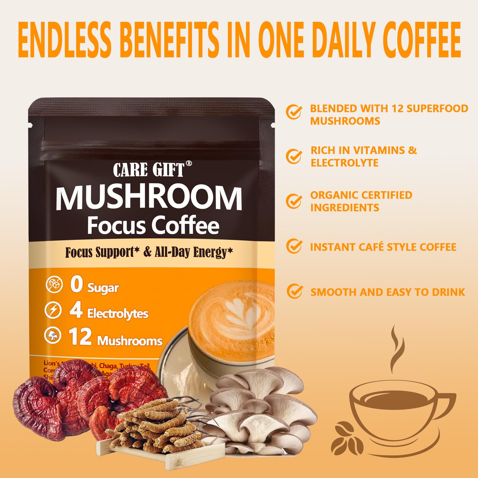 Care Gift scoop pours powder into a cup for a quick 2 g serving.