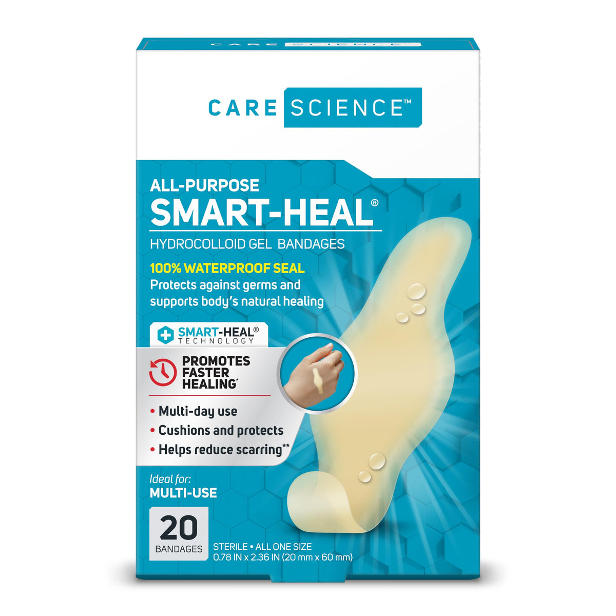 Care Science Smart Heal parche hidrocoloide multiuso para cuidado de heridas.