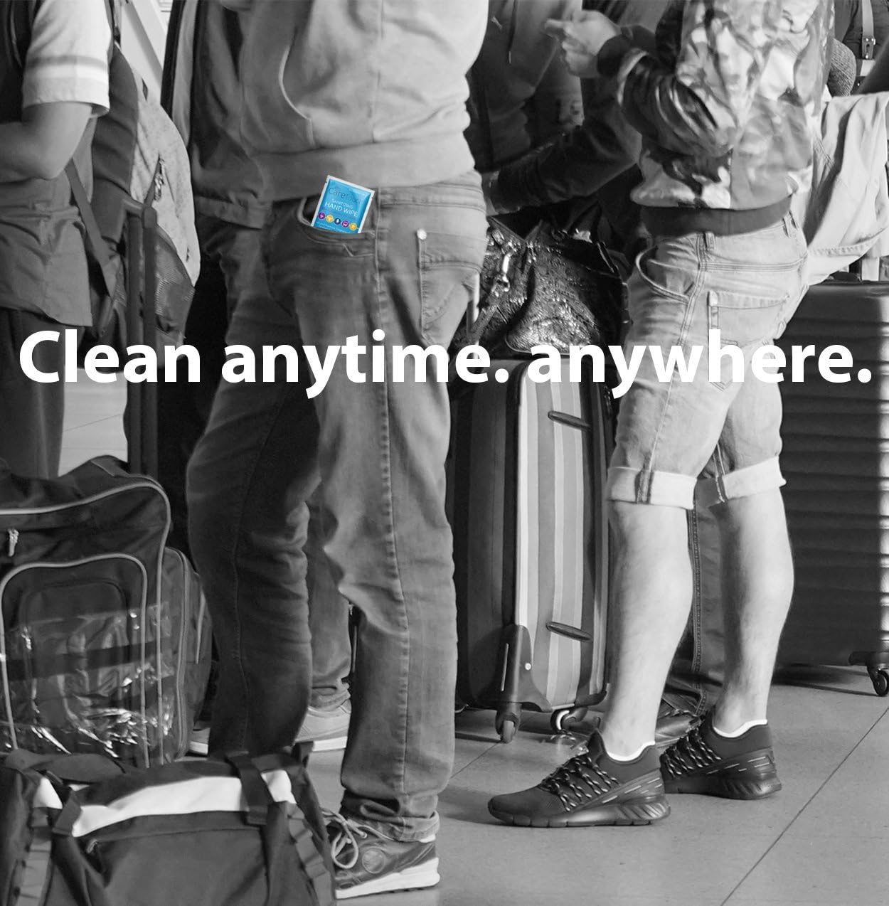 Care Touch compact packaging fits easily in pockets and gym bags.