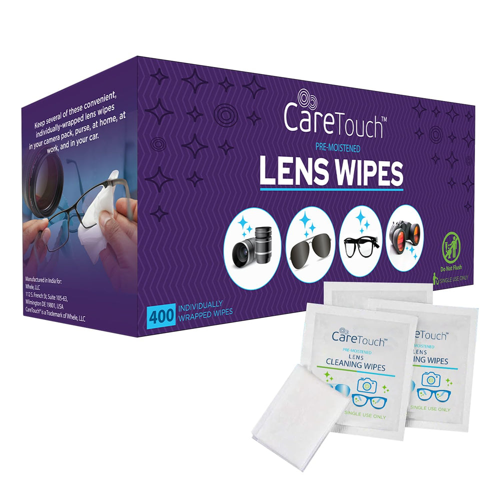 Care Touch lens wipes for eyeglasses, 400-count, convenient on-the-go cleaning