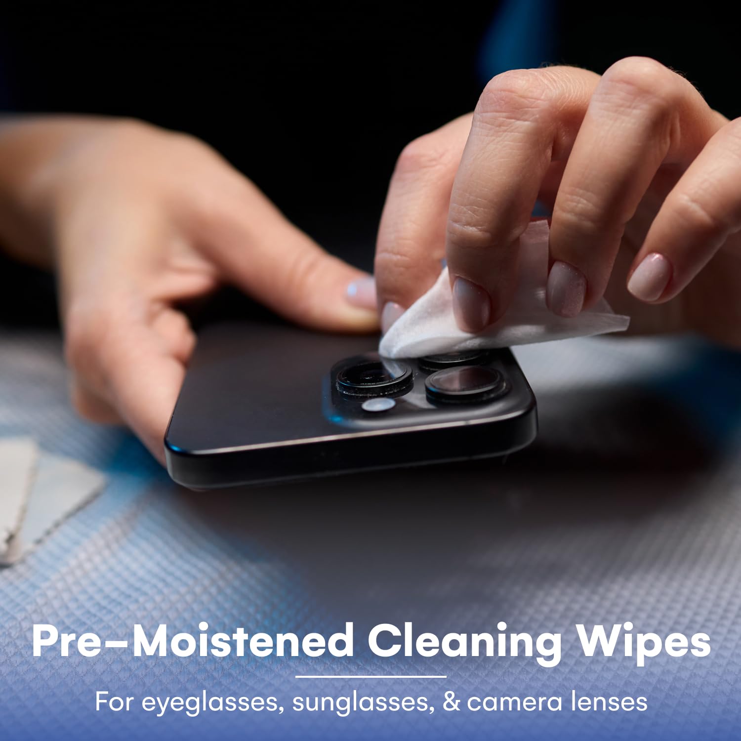 Care Touch lens wipes no-streak formula for clear eyeglasses
