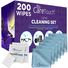Care Touch lens-wipes-pack: 200 wipes for quick, streak-free cleaning.