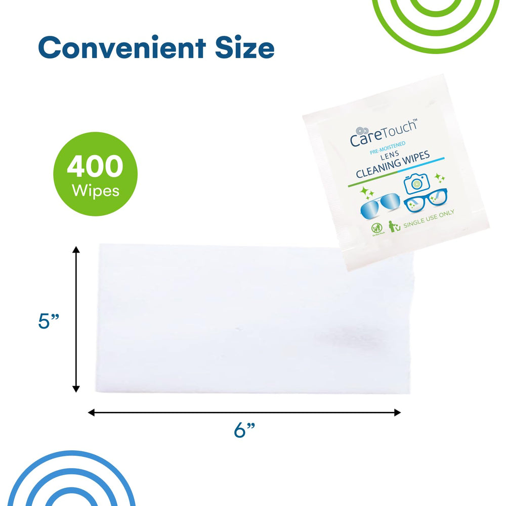 Care Touch soft-material wipes safely remove smudges from coated lenses