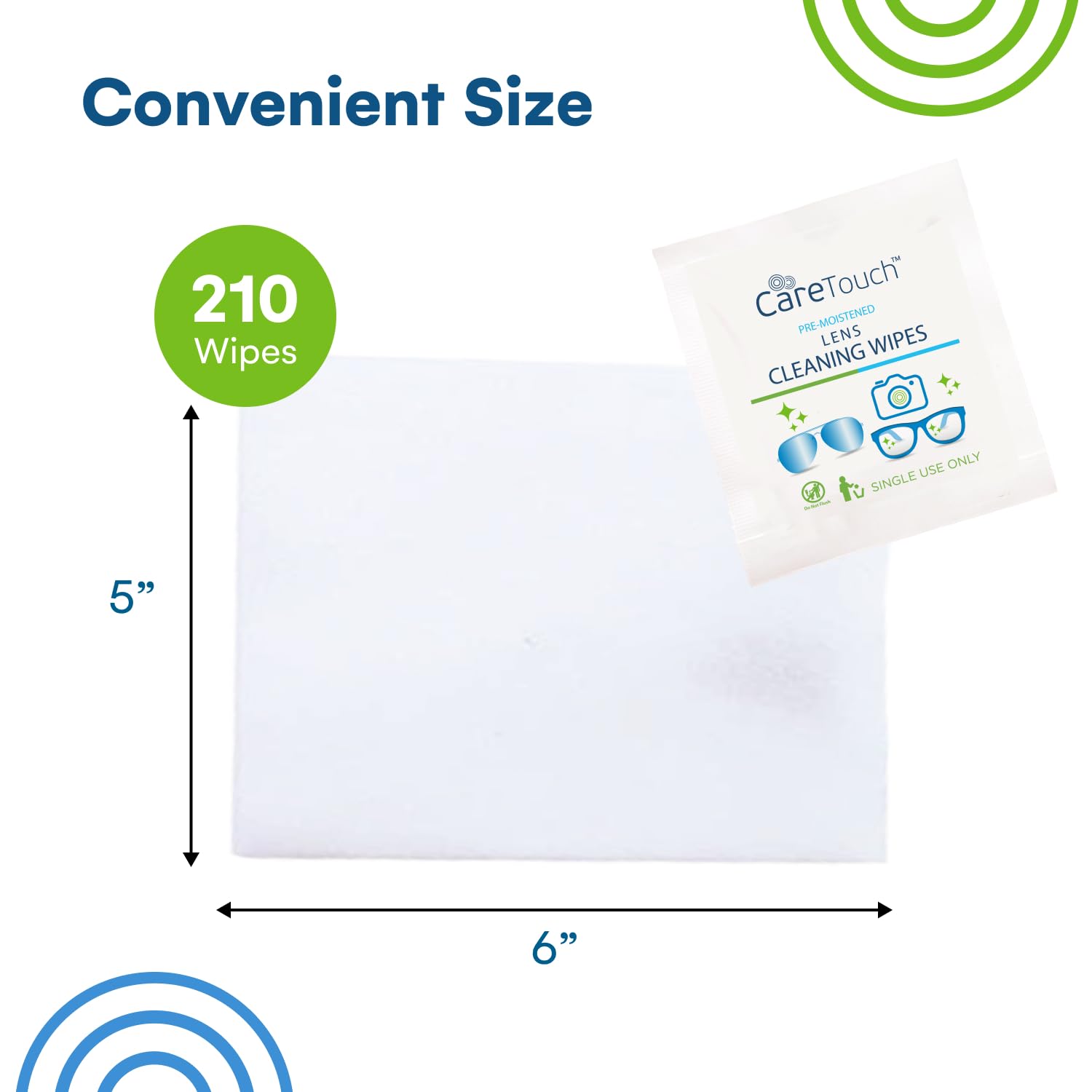 Care Touch pre-moistened wipes for glasses provide quick, streak-free lens cleaning