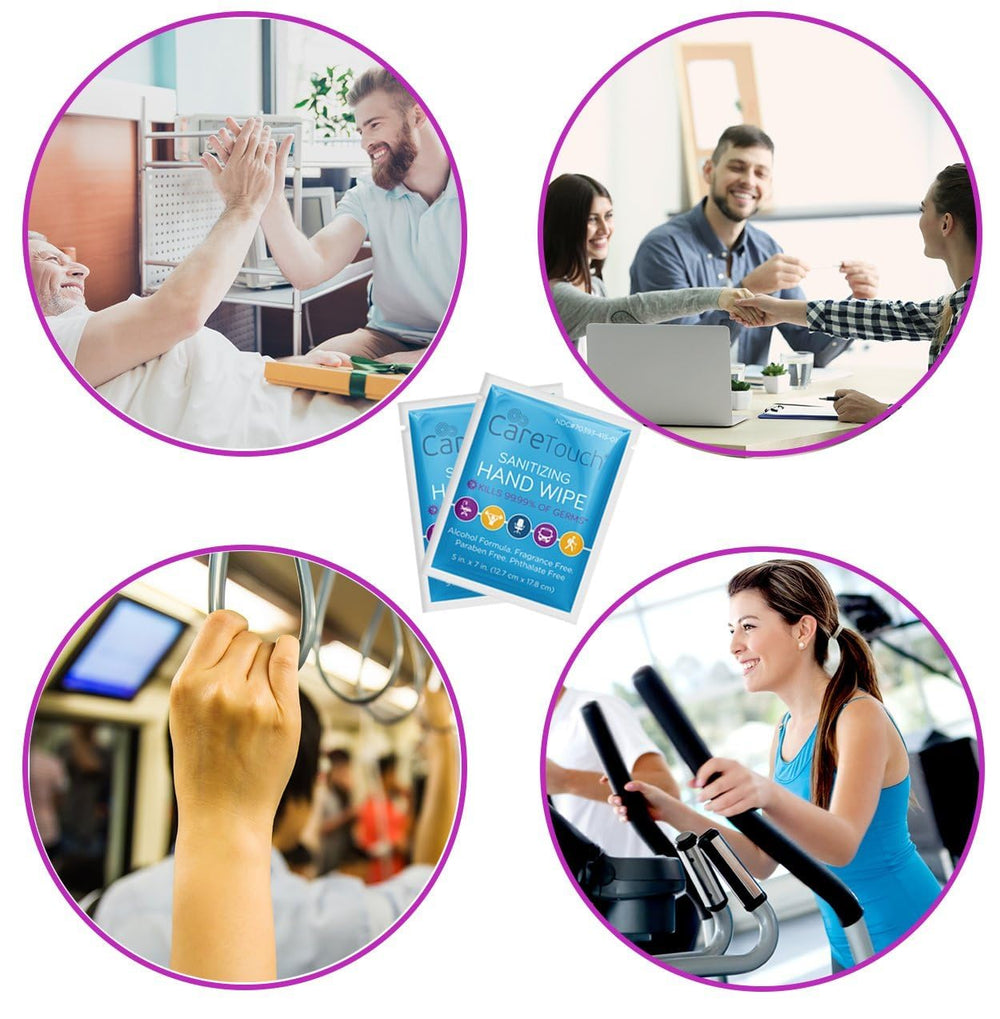 Care Touch travel-ready wipes convenient for restaurants, transit, and offices.