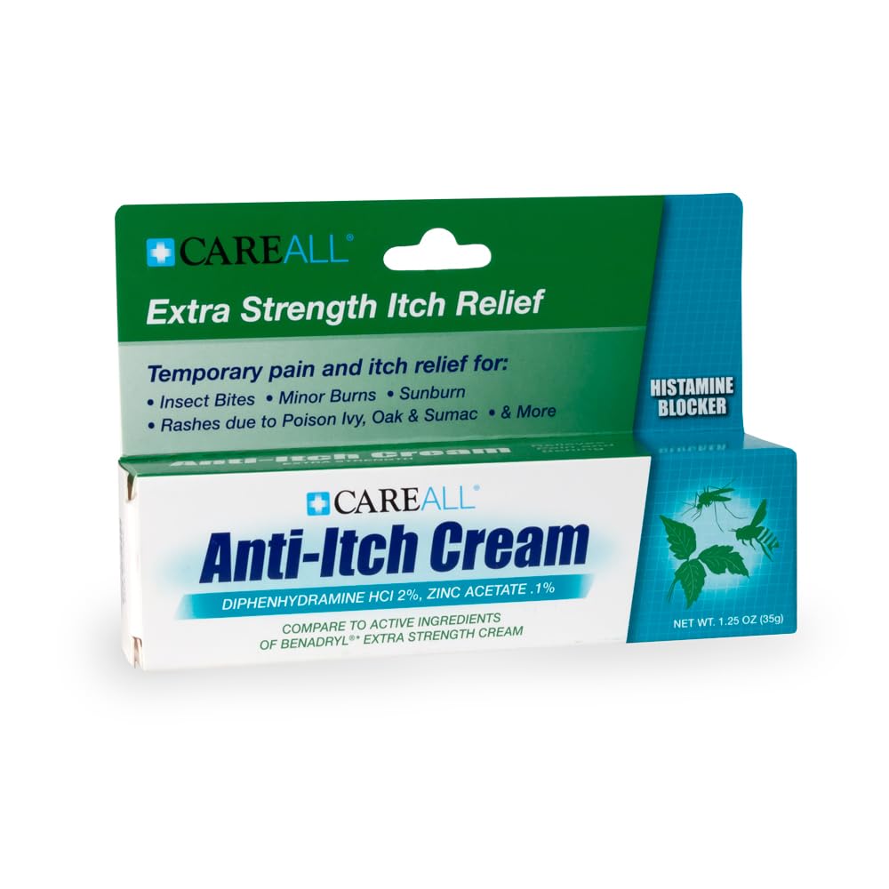 CareAll Anti-Itch Cream bottle on skin, forming a protective layer.